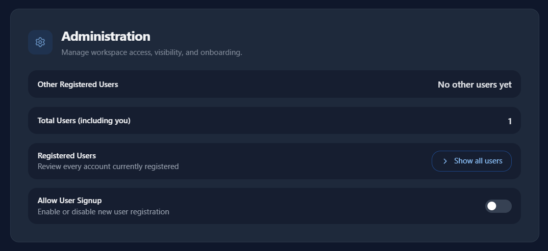 Admin section