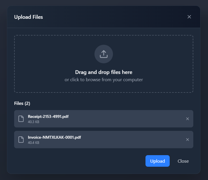 Upload modal